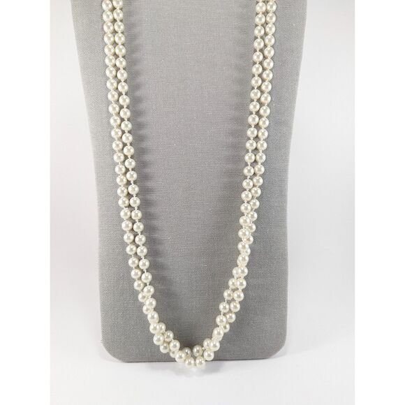 White Faux Pearls Long Set - Picture 3 of 6